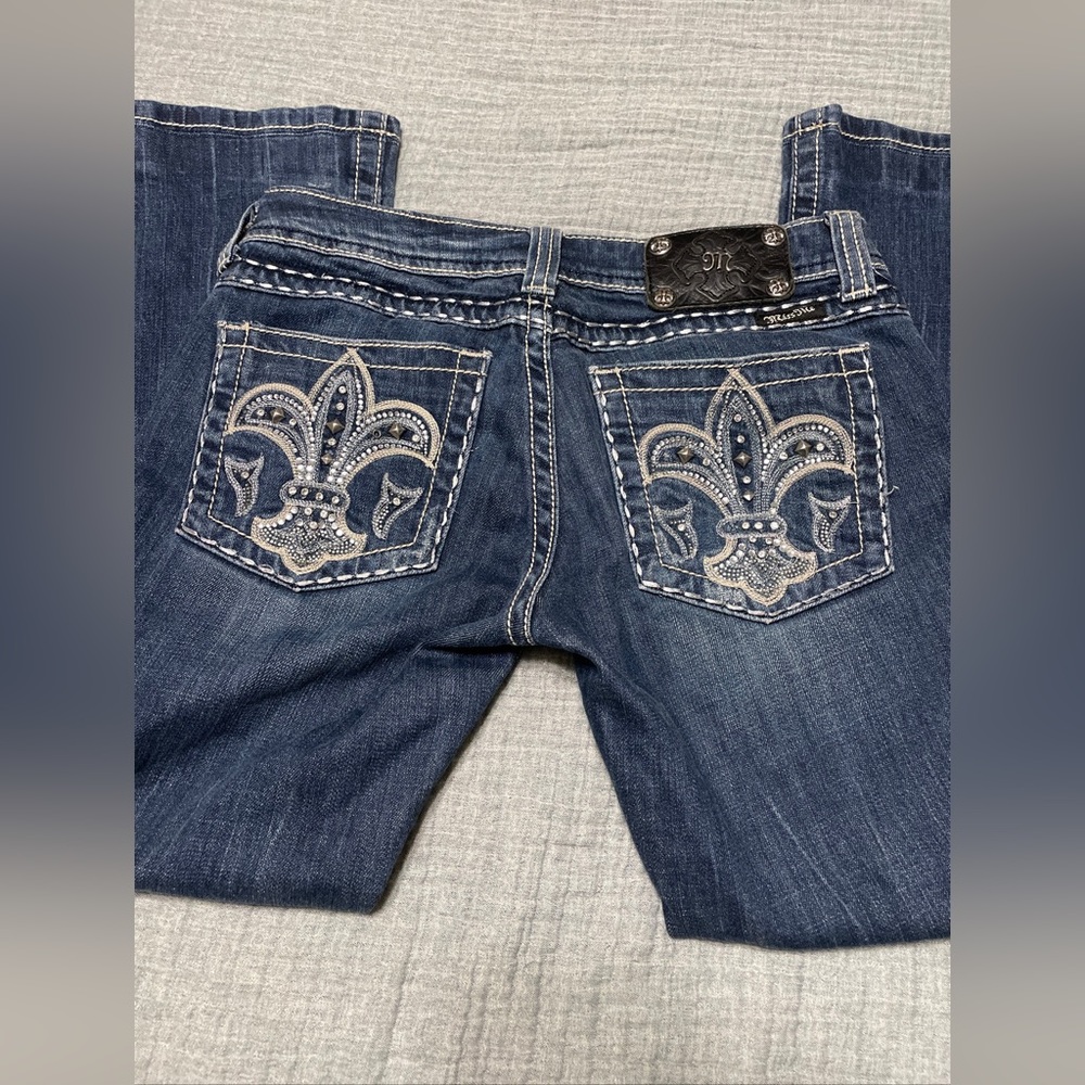 MISS ME JEANS SKINNY RHINESTONE BLING JE5073-2R BOOTCUT JEANS SZ 27